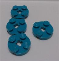 Lego 6210400 4032 2x2 Round Plate with Axle Hole Bright Blue Green x4 **