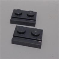 LEGO Spare Parts 32028 4543086 Plate 1x2 with Door Rail Flat Dark Stone Grey x2