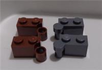 LEGO Parts 3830 3831 Hinge Swival Brick 1X4 Reddish Brown/Dark Grey x2 pairs