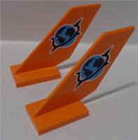 LEGO Spare Part 6239 6486381 Fire Brigade Fin Aircraft Rudder Bright Orange x2