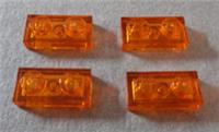 LEGO Parts & Pieces 3023 - 6240217 Plate 1x2 Transparent Orange x4