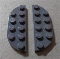 LEGO Pieces & Parts 6388294 18980 1/2 Circle Plate Dark Stone Grey x2