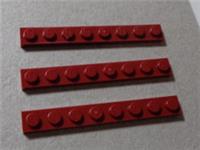 LEGO Parts & Pieces 3460 - 4541507 PLATES 1x8 Dark Red x3
