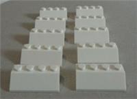 Lego 3037 - 303701 White 2 x 4 Sloped Bricks x10 **