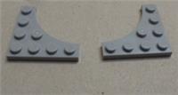 LEGO Part Number 35044 - 6353802 PLATE 4X4, W/ ARCH Medium Stone Grey x2