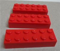 Lego Parts & Pieces 44237 - 41181138 Brick 2 x 6 Red x3