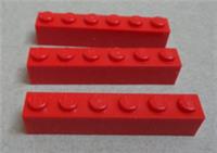 LEGO Pieces & Parts 3009 - 300921 Bricks 1 x 6 Red x3