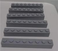 Lego Parts & Pieces 3008 4211392 Brick 1x8 Medium Stone Grey x6