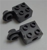 Lego 48171 Brick Modified 2x2 Pin Holes & Rotation Joint Ball Half Dark Grey x2