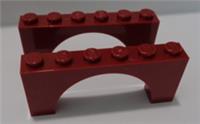 LEGO Part 15254 - 6267406 Brick 1x6x2 With Arch Dark Red x2