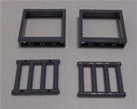 LEGO Part 60594 4551044 4521886 Frame/Bars 1x4x3 Dark Stone Grey x4