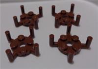 LEGO 65738 / 98284 6313506 Plate 2x2 Round with 4 Vertical Arms Reddish Brown x4