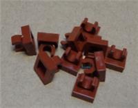 LEGO Bits 15712 - 6348057 Modified 1 x 1 Tile With Clip Reddish Brown x10