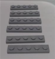 LEGO Parts 78329 6372029 PLATE 1X5 Medium Stone Grey x6