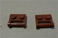 LEGO Parts 48336 - 6236915 Plate 1x2 with Handle on Side Reddish Brown x2**