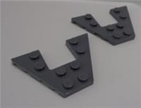 LEGO 47407 6431805 Wing 6x4 with 2x2 Cut out Dark Stone Grey x2