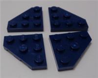 LEGO Parts 2450 - 6110050 Wedge Plate 3 x 3 Cut Corner Dark Blue x4