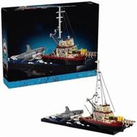 2024 New 21350 Jaws Diorama Boat Shark Pirate Ship Building Blocks Fishing Boat