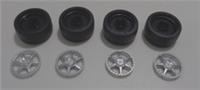 LEGO Parts/Pieces WHEEL DIA. 24X12 HUBCAP DIA. 17.82 Silver Black x4 wheels