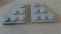 LEGO Parts 2450 - 4211361 Wedge Plate 3 x 3 Cut Corner Medium Stone Grey x2 **