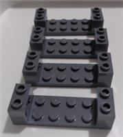 Lego 65635 6287680 Wheel Bearing 2x6 With Cross Axle Holes Dark Stone Grey x4