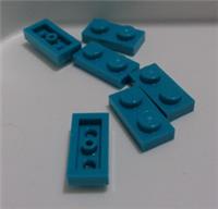 LEGO Pieces & Parts 3023 - 6213777 Plate 1X2 Bright Blue Green x6