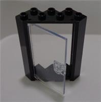 LEGO Parts 28327 6177156 6247362 Door Frame 4x4x6 Corner Black/Clear x1 Pair