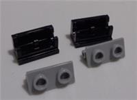 LEGO Spares 3937 3938 Hinge Base 1x2 + Rocking Plate Black/Medium Stone Grey x2