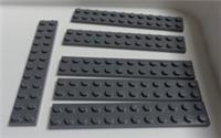 LEGO Parts 2445 - 4211067 Plate 2x12 Dark Stone Grey x6