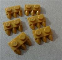 Lego 15208 - 6207764 Plate 1x2 Modified with 3 Teeth Gold x6 Parts & Pieces
