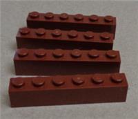 LEGO Parts & Pieces 3009 - 4211193 Bricks 1 x 6 Reddish Brown x4