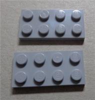 LEGO Bricks & Parts & Pieces 3020 - 4211395 Plates 2x4 Medium Stone Grey x2