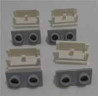 LEGO 3937 393701 4211470 Hinge Base 1x2 Rocking Plate Medium Grey/White x4 Pairs
