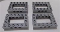 Lego Technic Parts 32531 Brick 4x6 open center Medium Stone Grey x4