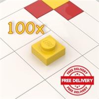 100x LEGO 1x1 Plate Pieces Yellow (3024) Brand New Genuine FREE P&P