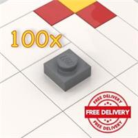 100x LEGO 1x1 Plate Pieces Dark Bluish Grey (3024) Brand New Genuine FREE P&P