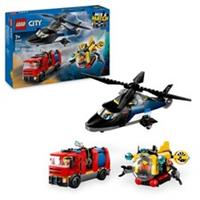 LEGO City 3in1 Helicopter, Fire Truck & Submarine Remix Toy with 3 Multicolor