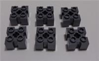 LEGO Bits 90258 6236949 Brick 2x2 With Grooves and Axle Hole Dark Stone Grey x6