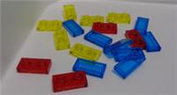 LEGO 28653 - 3023 6240211 Plate/Tiles 1X2 Clear Mixed Colours x18 Pieces & Parts
