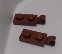 LEGO Parts 63868 - 6338135 Plate 2x1 W/ Vertical Holder Reddish Brown x2