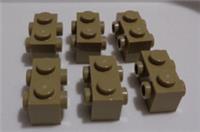 Lego Parts 52107 - 6135609 Brick with studs both sides Sand Yellow x6