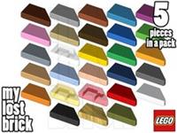 LEGO - Part 5091 - Tile 1x2 Wedge Left (PACK OF 5) + NEW + SELECT COLOUR