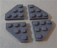 LEGO Parts 2450 - 4210897 Wedge Plate 3 x 3 Cut Corner Dark Stone Grey x4**