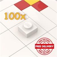 LEGO 1x1 Plate 100 Pieces White (3024) Brand New Genuine FREE P&P
