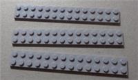 LEGO Parts & Pieces 91988 - 4662161 Plate 2x14 Medium Stone Grey x3
