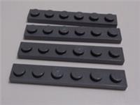 LEGO Parts & Pieces 3666 1x6 Plate Dark Stone Grey x4
