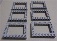 Lego 32532 6421513 Technic Brick 6x8 Open Rectangle Medium Stone Grey x6