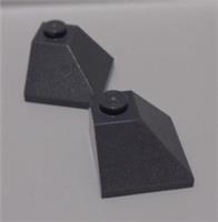 Lego Pieces & Parts 3045 4210646 Brick 2x2 Roof Corner Slope Dark Stone Grey x2