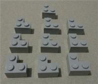 LEGO 2357 - 4211349 Corner Brick 1x2x2 Light Grey x10 Bricks & Pieces & Parts