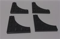 LEGO Part Number 35044 - 6208787 PLATE 4X4, W/ ARCH Black x4